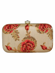 Tulle Embroidered Faux Silk Box Clutch