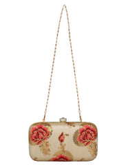Tulle Embroidered Faux Silk Box Clutch