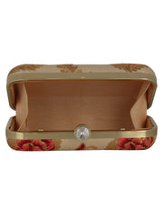 Tulle Embroidered Faux Silk Box Clutch