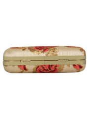 Tulle Embroidered Faux Silk Box Clutch