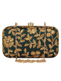 Tulle Embroidered Faux Silk Box Clutch