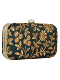 Tulle Embroidered Faux Silk Box Clutch