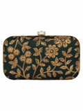 Tulle Embroidered Faux Silk Box Clutch