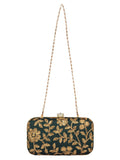 Tulle Embroidered Faux Silk Box Clutch
