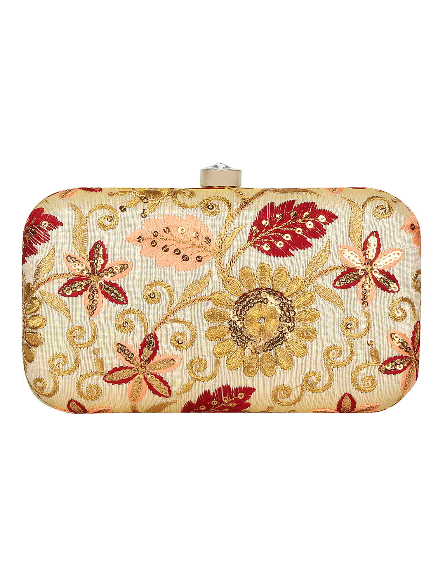 Tulle Embroidered Faux Silk Clutch