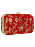 Tulle Embroidered Velvet Clutch