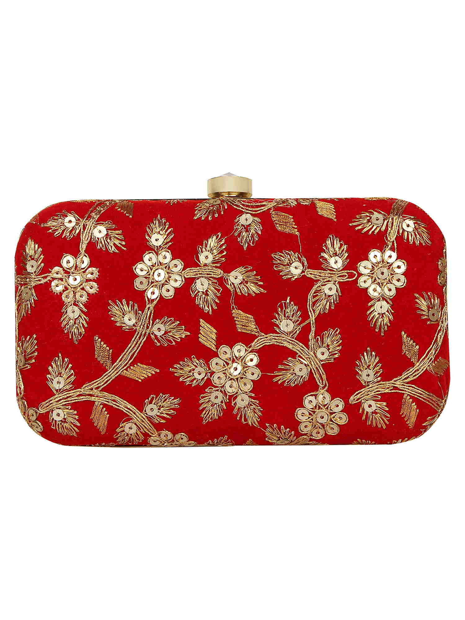 Tulle Embroidered Velvet Clutch