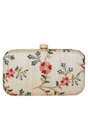 Tulle Embroidered Faux Silk Clutch