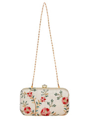 Tulle Embroidered Faux Silk Clutch