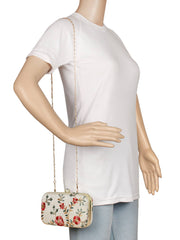 Tulle Embroidered Faux Silk Clutch