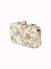 Tulle Embroidered Faux Silk Clutch