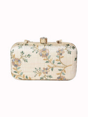Tulle Embroidered Faux Silk Clutch