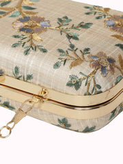 Tulle Embroidered Faux Silk Clutch