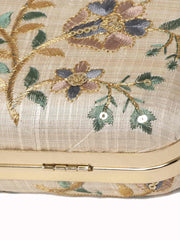 Tulle Embroidered Faux Silk Clutch