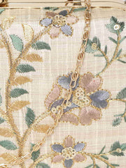 Tulle Embroidered Faux Silk Clutch