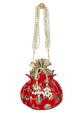 Lotus Sequines Embroidered Velvet Potli