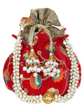 Lotus Sequines Embroidered Velvet Potli