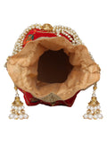 Lotus Sequines Embroidered Velvet Potli