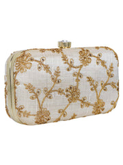 Tulle Sequines Embroidered Faux Silk Clutch