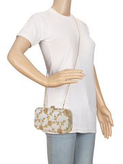 Tulle Sequines Embroidered Faux Silk Clutch