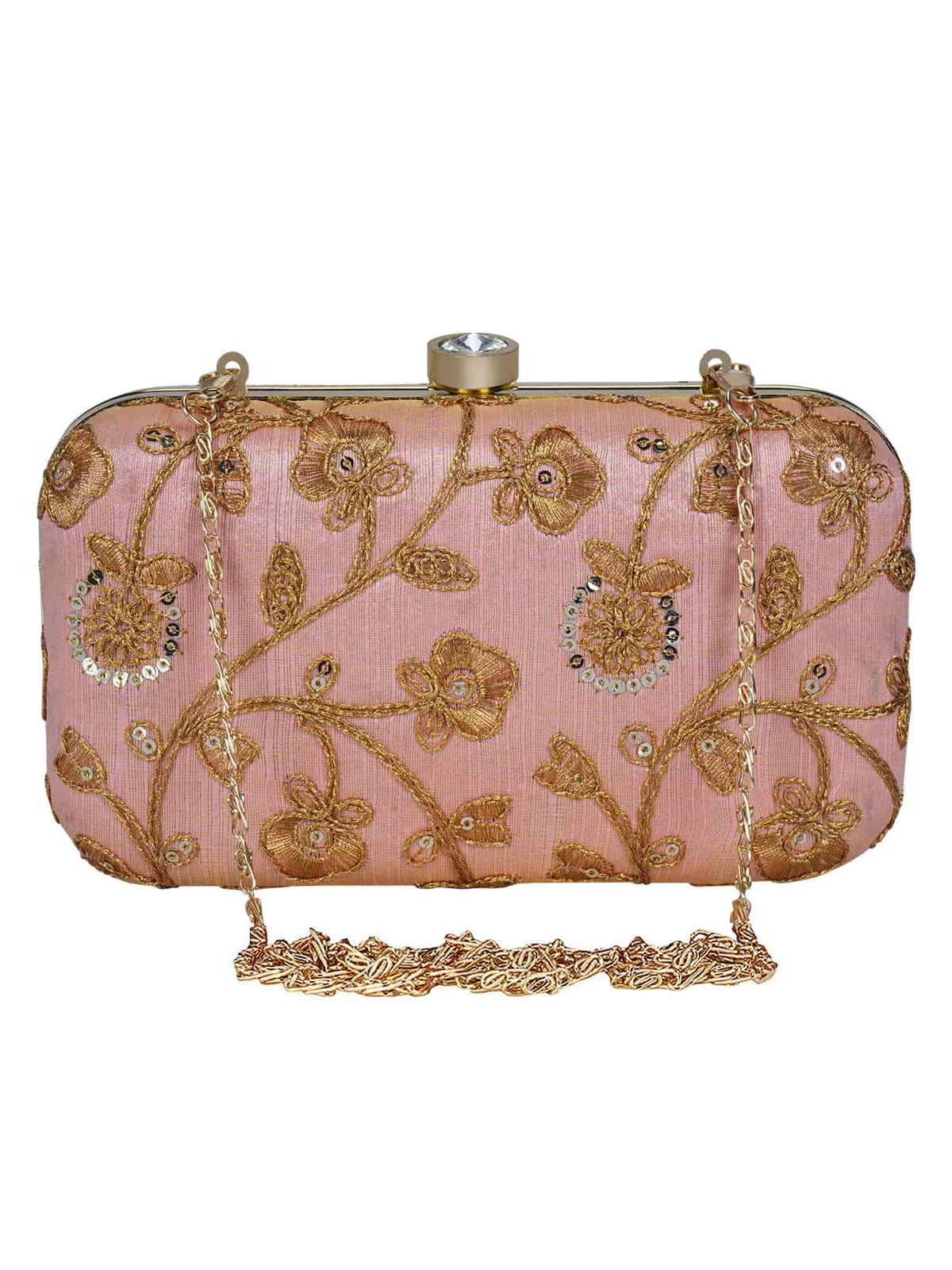 Tulle Sequines Embroidered Faux Silk Clutch