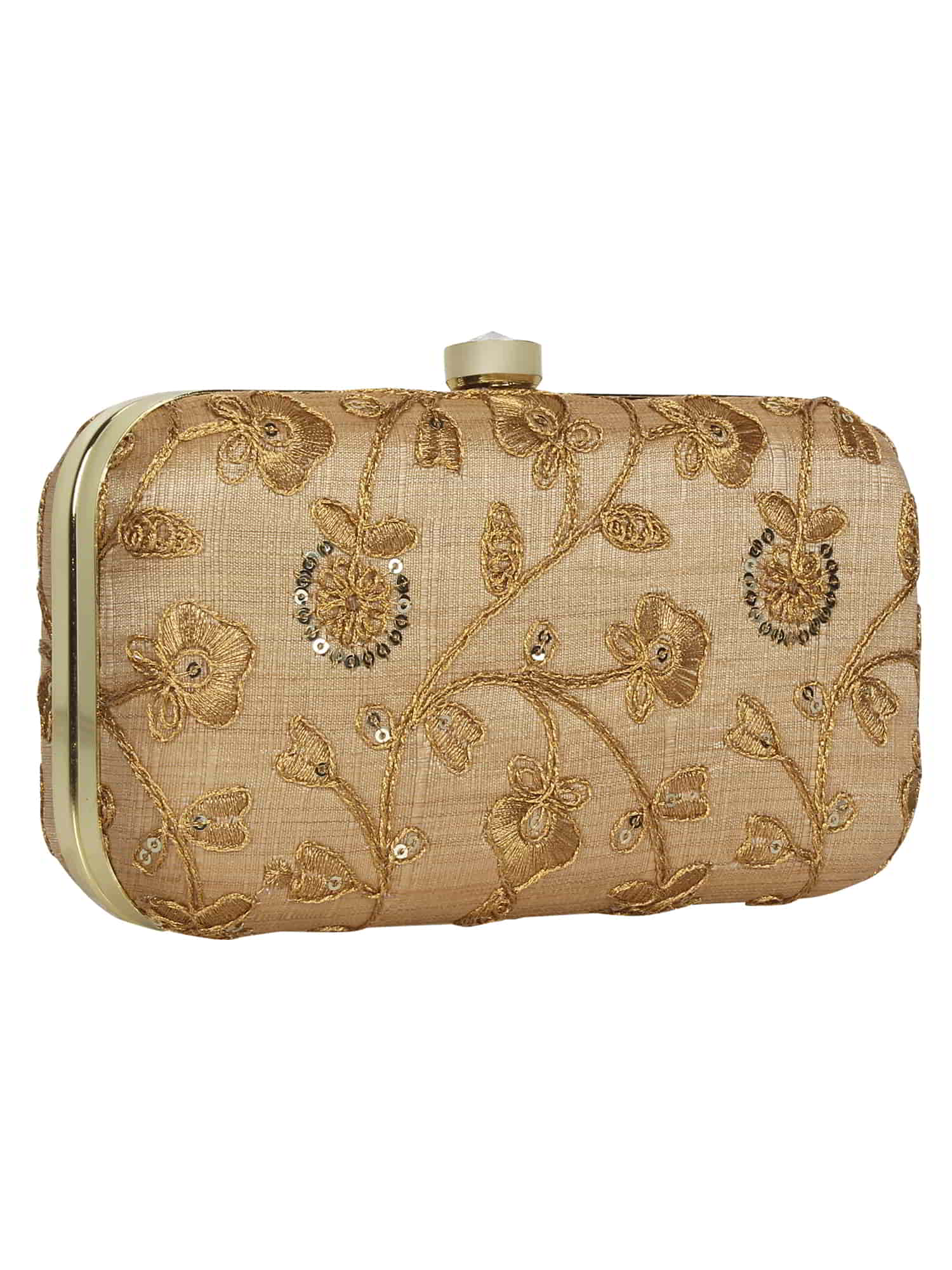 Tulle Sequines Embroidered Faux Silk Clutch
