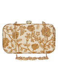 Tulle Embroidered Faux Silk Clutch