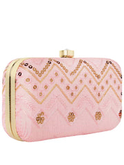 Web Sequines Embroidered Faux Silk Clutch