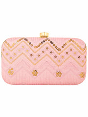Web Sequines Embroidered Faux Silk Clutch