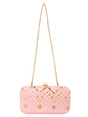 Web Sequines Embroidered Faux Silk Clutch