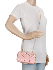 Web Sequines Embroidered Faux Silk Clutch