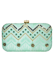 Web Sequines Embroidered Faux Silk Clutch