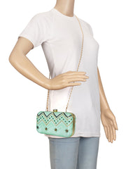 Web Sequines Embroidered Faux Silk Clutch