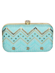 Web Sequines Embroidered Faux Silk Clutch