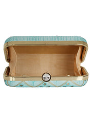Web Sequines Embroidered Faux Silk Clutch