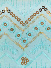 Web Sequines Embroidered Faux Silk Clutch
