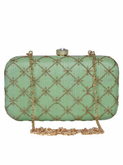 Web Sequines Embroidered Faux Silk Clutch