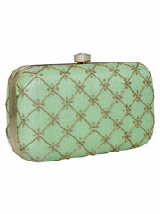 Web Sequines Embroidered Faux Silk Clutch