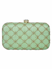 Web Sequines Embroidered Faux Silk Clutch