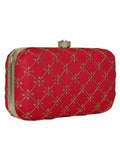 Web Sequines Embroidered Faux Silk Clutch