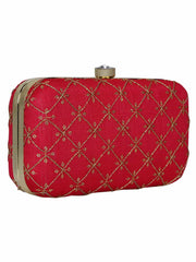 Web Sequines Embroidered Faux Silk Clutch