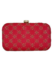 Web Sequines Embroidered Faux Silk Clutch