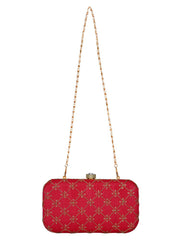 Web Sequines Embroidered Faux Silk Clutch