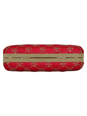 Web Sequines Embroidered Faux Silk Clutch