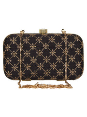 Web Sequines Embroidered Faux Silk Clutch