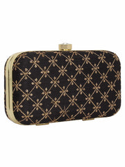Web Sequines Embroidered Faux Silk Clutch