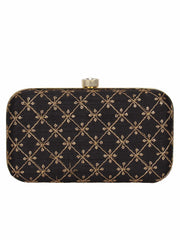 Web Sequines Embroidered Faux Silk Clutch