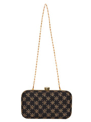 Web Sequines Embroidered Faux Silk Clutch