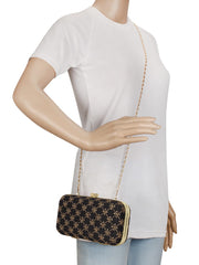 Web Sequines Embroidered Faux Silk Clutch