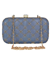 Web Sequines Embroidered Faux Silk Clutch
